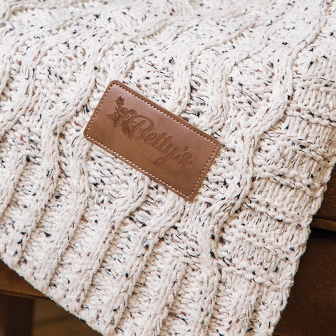Vanilla Cookie Heather Cable Knit Chenille Blanket (Q743211)