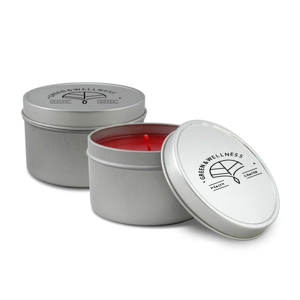 8 Oz. Round Soy Travel Tin Candle  Imprinted with Logo (Q751211)