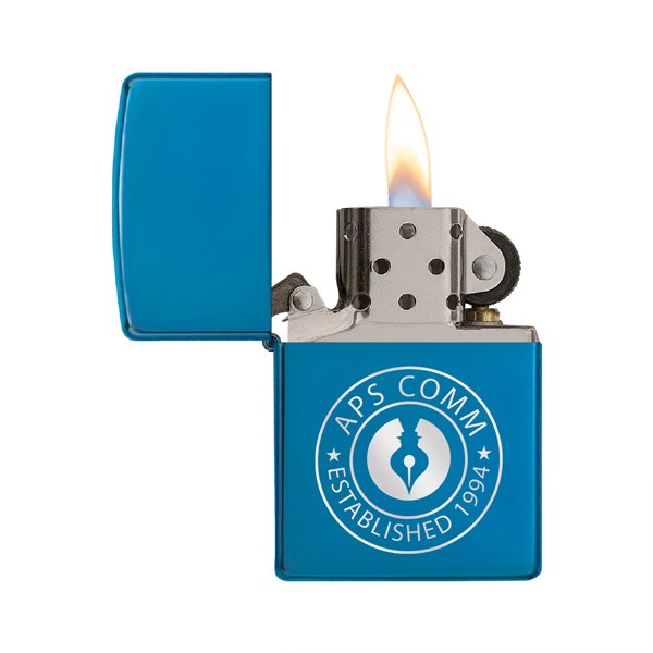 High Polish Blue Zippo® Windproof Lighter  Imprinted with Logo (Q757211)