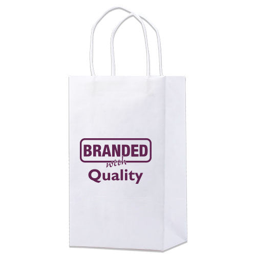 Small White Kraft Bags (5.25" x 3.25" x 8.5" x 3.25") (Q77340)