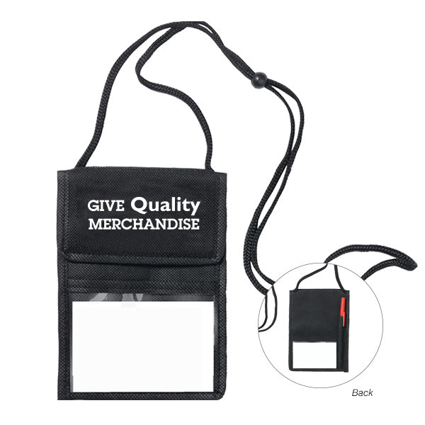 Non-Woven Econo 5 Function Tradeshow Neck Wallets  Imprinted with Logo (Q779611)