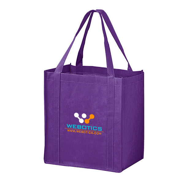Full Color Recession Buster Non-Woven Grocery Tote Bags 12 X 13  Imprinted with Logo (Q784811)