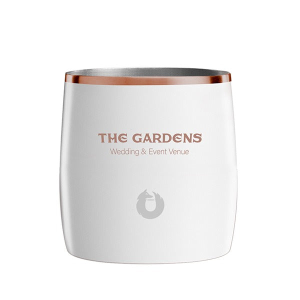 11 Oz. Snowfox Rocks Tumbler - White-Gold  Imprinted with Logo (Q789522)