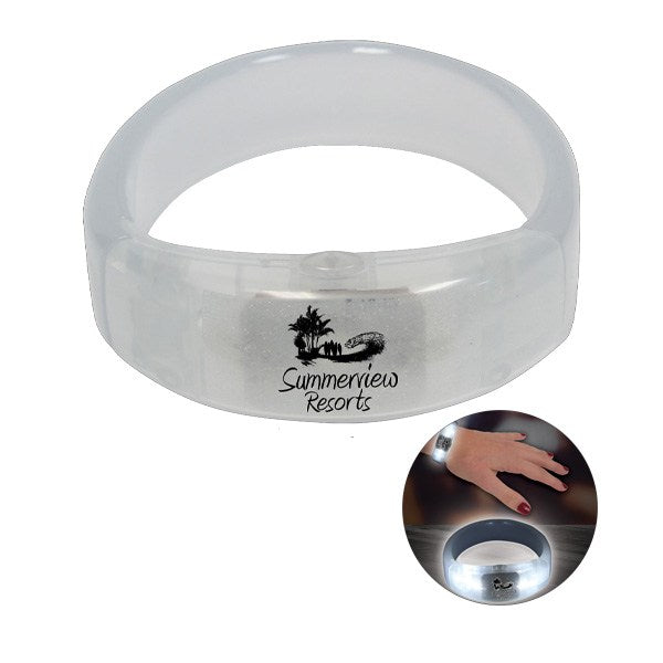 White LED Bangle Bracelet  Imprinted with Logo (Q796011)