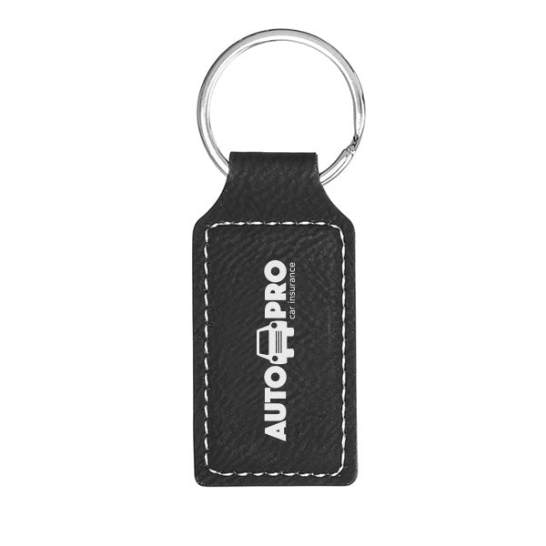 Rectangular Vegan Leather Keychains - Black (Q799911)