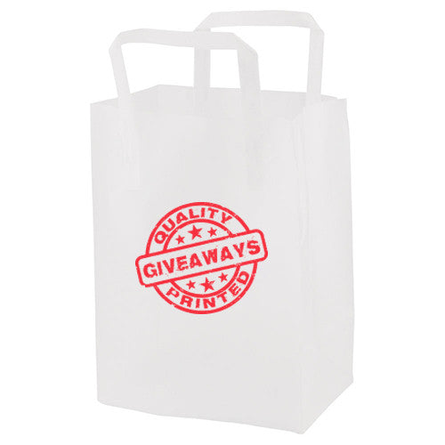 Personalized Clear Frosted Tri-Fold Handle Shopping Bags (8" x 5" x 10" x 5") (Q80266) -  - 1