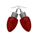 Red LED Flashing Light Bulb Christmas Earrings (Q802711)