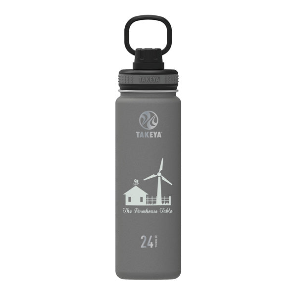 24 Oz. Takeya Water Bottle - Graphite  Imprinted with Logo (Q811622)