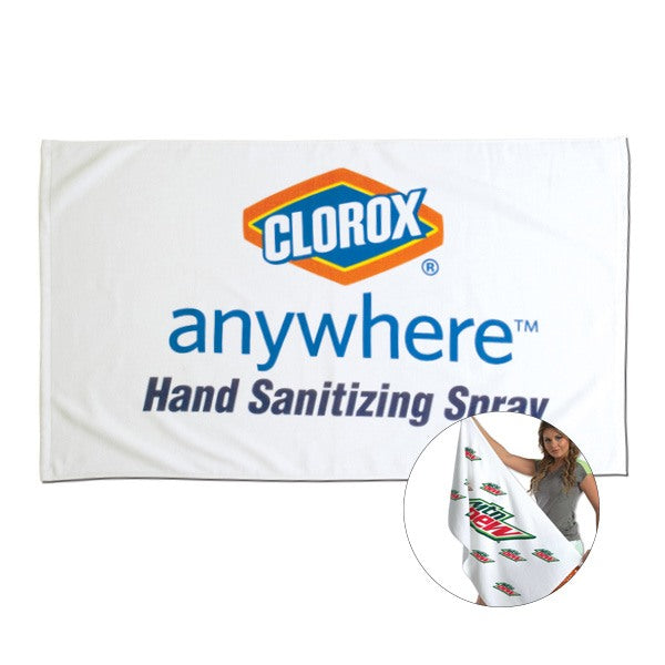 24 x 42 7 Lbs. Printed Terry Velour Hemmed Towel  Imprinted with Logo (Q816211)