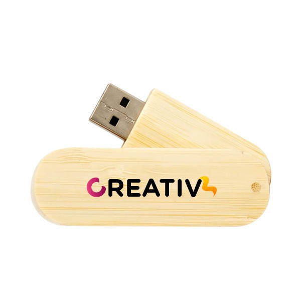 Hinsdale Eco-Friendly Bamboo Swivel Flashdrive 16G 4CP  Imprinted with Logo (Q818422)