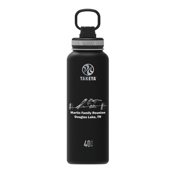 40 Oz. Takeya Water Bottle - Black  Imprinted with Logo (Q821622)
