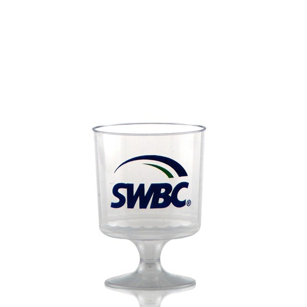 5 Oz. Clear Fluted Plastic Footed Wine Cup  Imprinted with Logo (Q822211)
