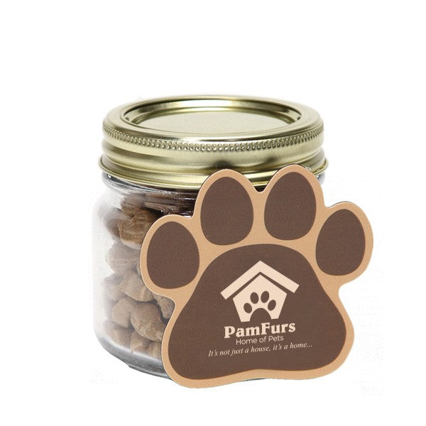 Cat Treats in Half Pint Jar with Paw Magnet  Imprinted with Logo (Q829811)