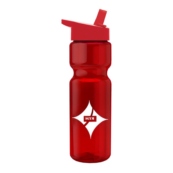 28 Oz. Transparent Bottle - Flip Straw Lid  Imprinted with Logo (Q843722)