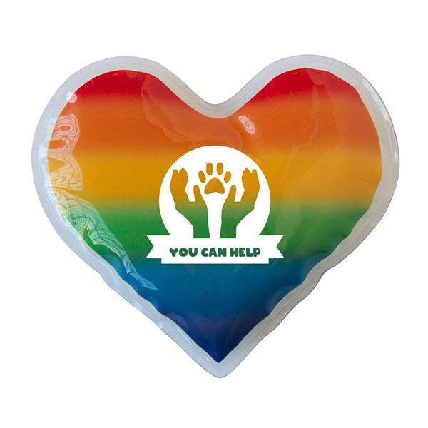Rainbow Gel Beads Hot/Cold Pack Heart  Imprinted with Logo (Q847622)