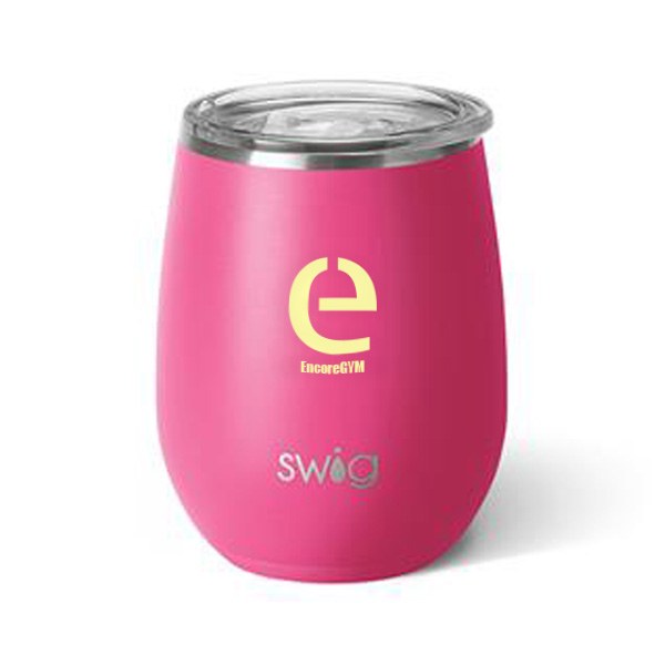 14 Oz. Swig Matte Stemless Wine Cup - Matte Hot Pink  Imprinted with Logo (Q850522)