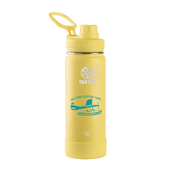 18 Oz. Takeya Actives Spout Lid Bottle - Canary  Imprinted with Logo (Q851622)