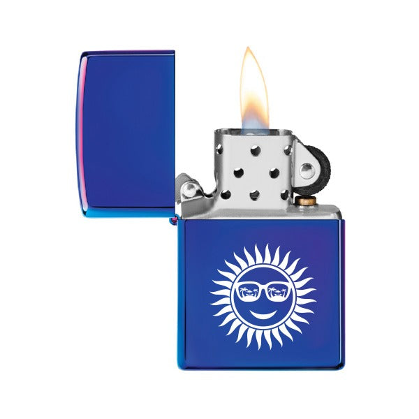 High Polish Indigo Zippo® Windproof Lighter  Imprinted with Logo (Q857211)