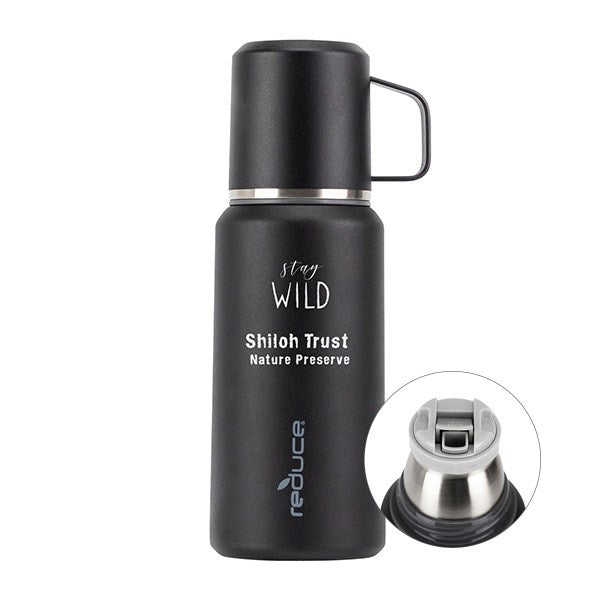 34 Oz. Reduce Performance Flask - Black  Imprinted with Logo (Q859522)