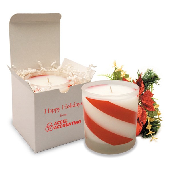 Candy Cane Holiday Candle  Imprinted with Logo (Q861211)
