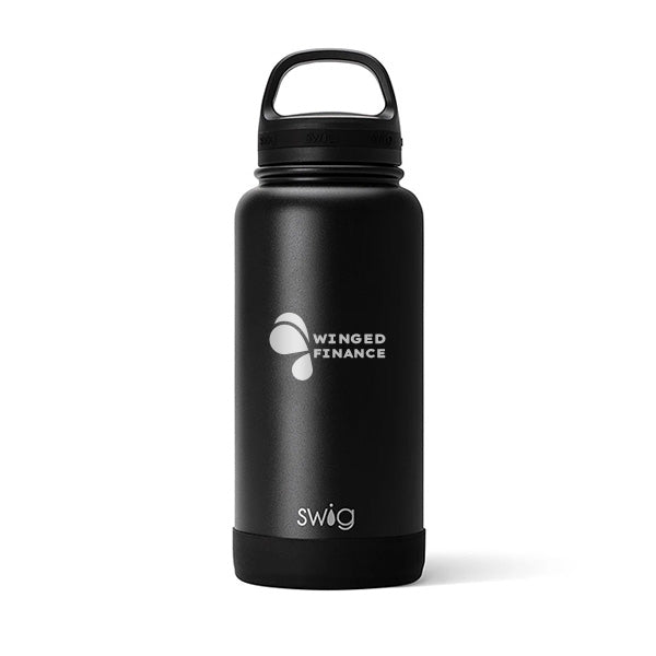 30 Oz. Swig Matte Bottle - Matte Black  Imprinted with Logo (Q870522)