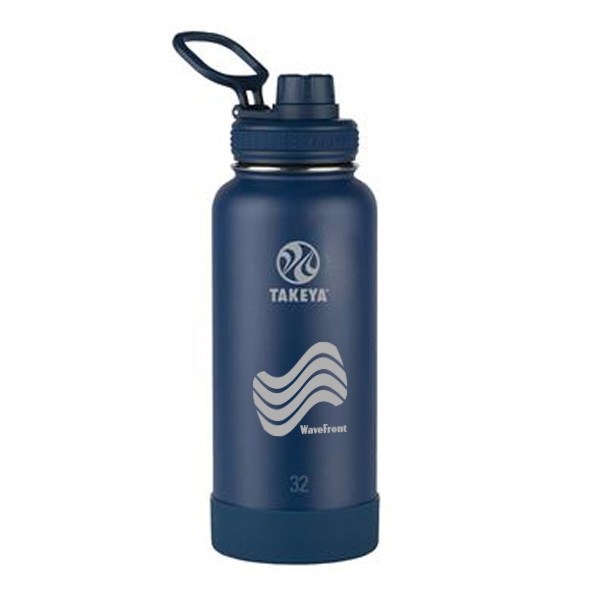 32 Oz. Takeya Actives Spout Lid Bottle - Midnight  Imprinted with Logo (Q871622)