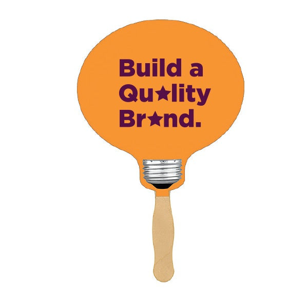 Sandwiched Hand Fan Two Sided One Spot Color Imprint - Bulb Shaped  Imprinted with Logo (Q872611)