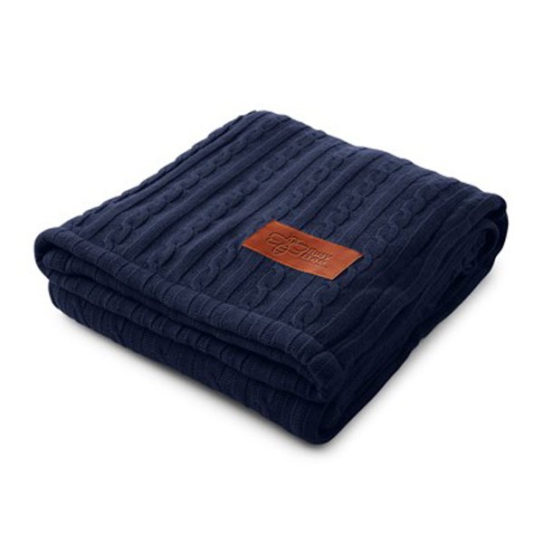 Leeman™ Cable Knit Sherpa Throw  Imprinted with Logo (Q878622)