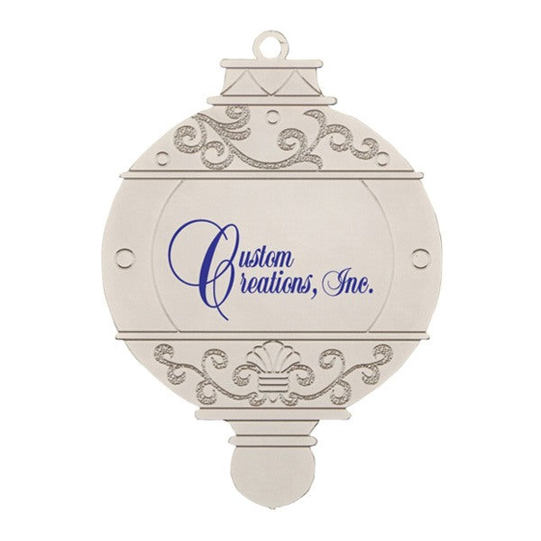 Silver Bulb Shape Ornament  Imprinted with Logo (Q890211)