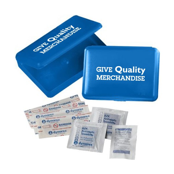 First Aid Kit In Reusable Plastic Box  Imprinted with Logo (Q900911)