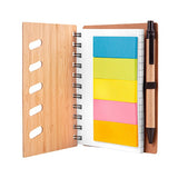 4.75 x 6 Inch Bamboo Notebook With Pen & Sticky Notes (Q904622)