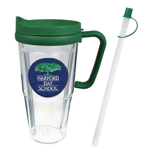 24 Oz. Thermal Travel Mug - Embroidered Emblem  Imprinted with Logo (Q911522)