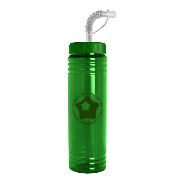 24 Oz. Slim Fit Water Bottle - Straw Lid  Imprinted with Logo (Q923722)
