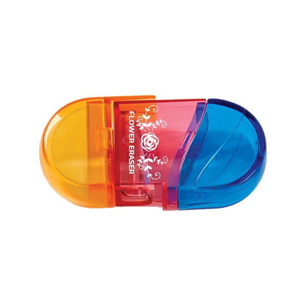 Twister 2-In-1 Pencil Sharpener With Erasers  Imprinted with Logo (Q926811)