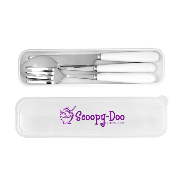 Cutlery Set In Plastic Case  Imprinted with Logo (Q928011)