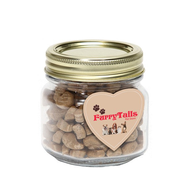 Cat Treats in Half Pint Jar with Heart Magnet  Imprinted with Logo (Q929811)