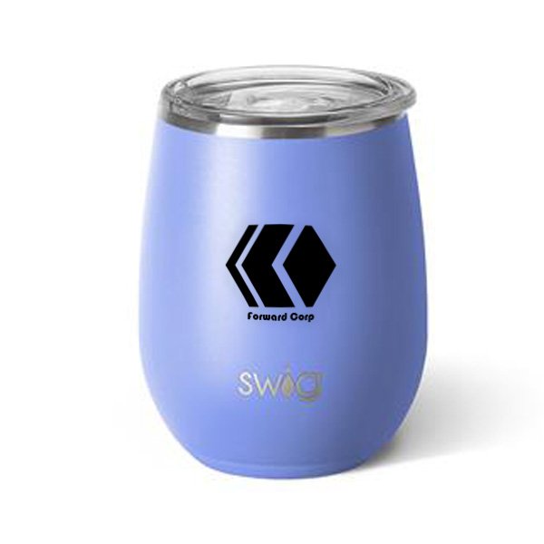 14 Oz. Swig Matte Stemless Wine Cup - Matte Hydrangea  Imprinted with Logo (Q950522)