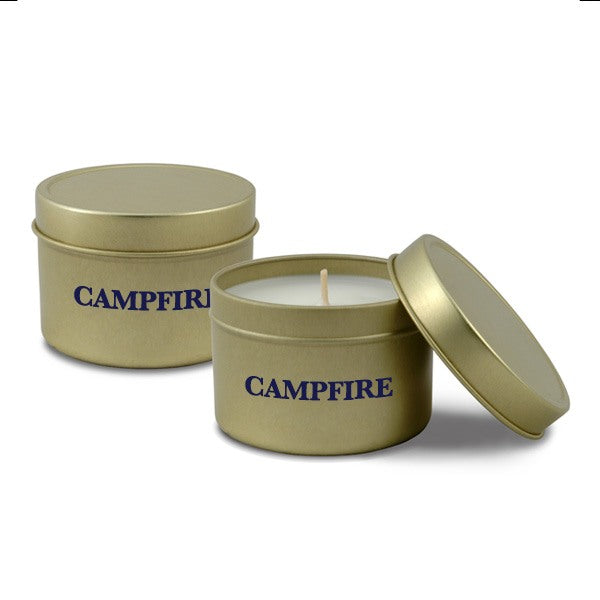 4 Oz. Gold Travel Tin Candle  Imprinted with Logo (Q951211)