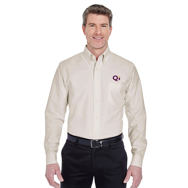 UltraClub Men's Classic Wrinkle-Resistant Long-Sleeve Oxford  Imprinted with Logo (Q962611)