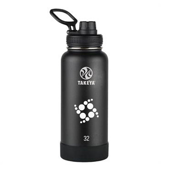 32 Oz. Takeya Actives Spout Lid Bottle - Onyx  Imprinted with Logo (Q971622)