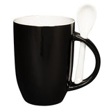 12 Oz. Dapper Ceramic Mugs With Spoons (Q972911)