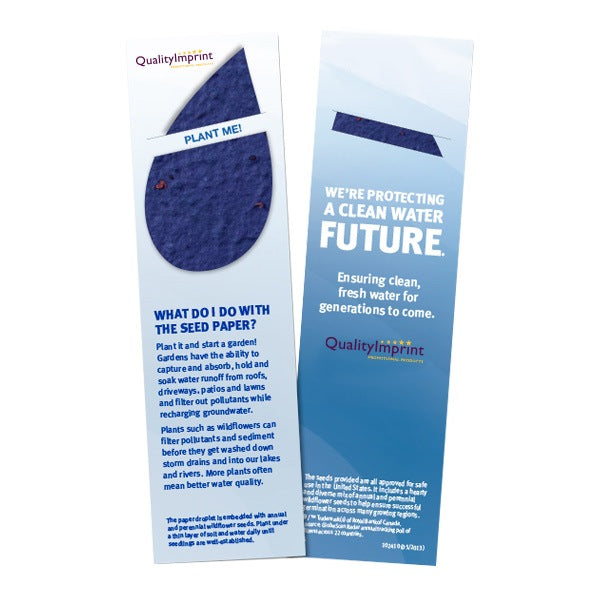 Plantable Seed Paper Bookmark - Droplet  Imprinted with Logo (Q975611)