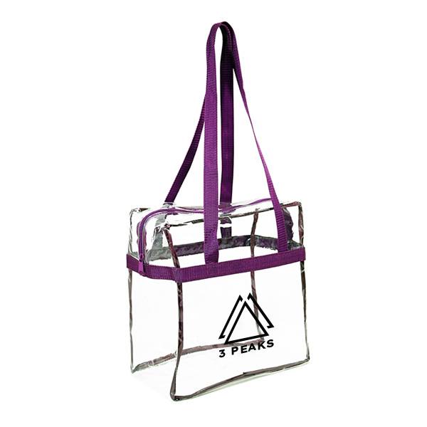 12 x 12 x 6 Inch Clear Zipper Tote With Handles  Imprinted with Logo (Q976422)