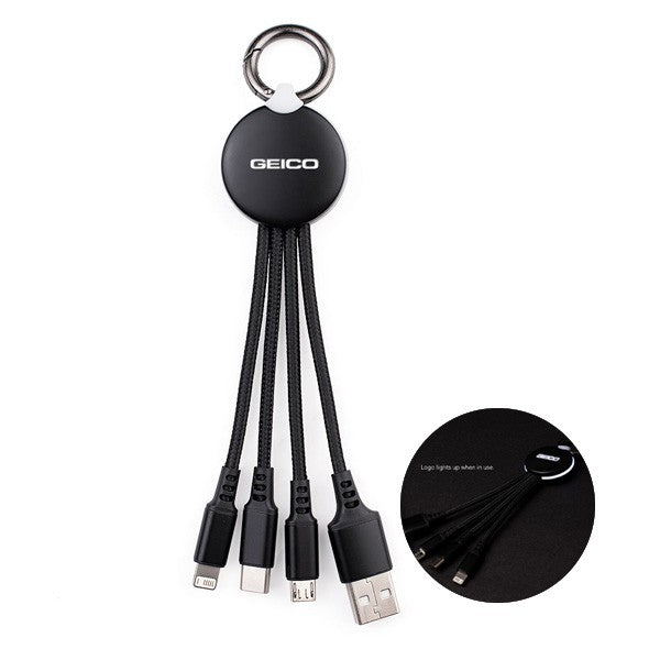 Spotlight - Illuminating USB Cable - Black  Imprinted with Logo (Q979911)