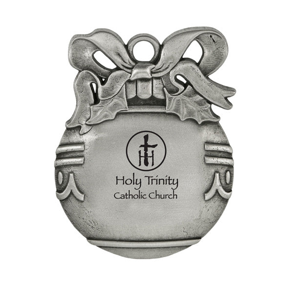 Pewter Finish Cast Ball Shaped Ornament  Imprinted with Logo (Q980211)