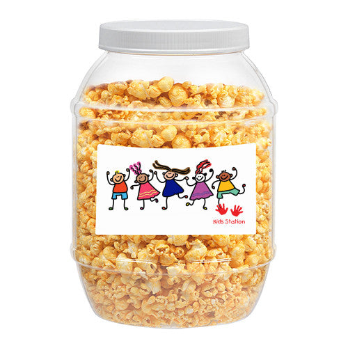 Caramel Popcorns in a Large Plastic Jar  Imprinted with Logo (Q981411)