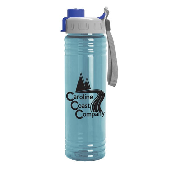 24 Oz. Slim Fit UpCycle RPET Bottles - Quick Snap Lid  Imprinted with Logo (Q991722)